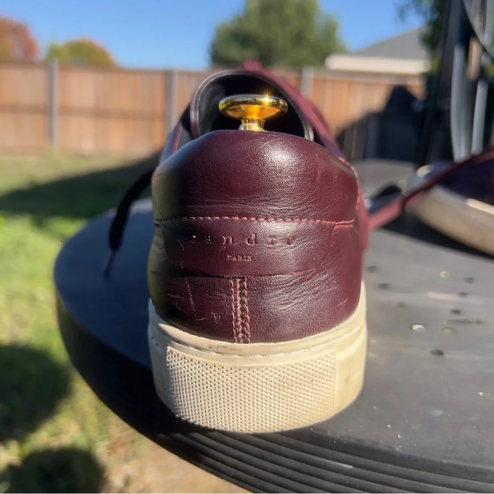 Sandro Paris leather sneakers Hermes red brown white soles 10.5 us - Picture 5 of 9